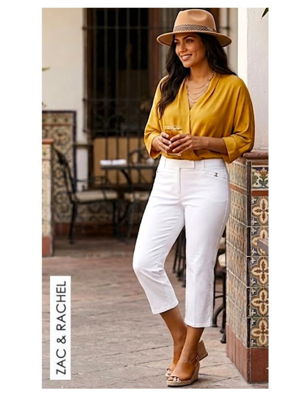 (3 for $30) ZAC & RACHEL - Cotton blend white cropped straight leg pants